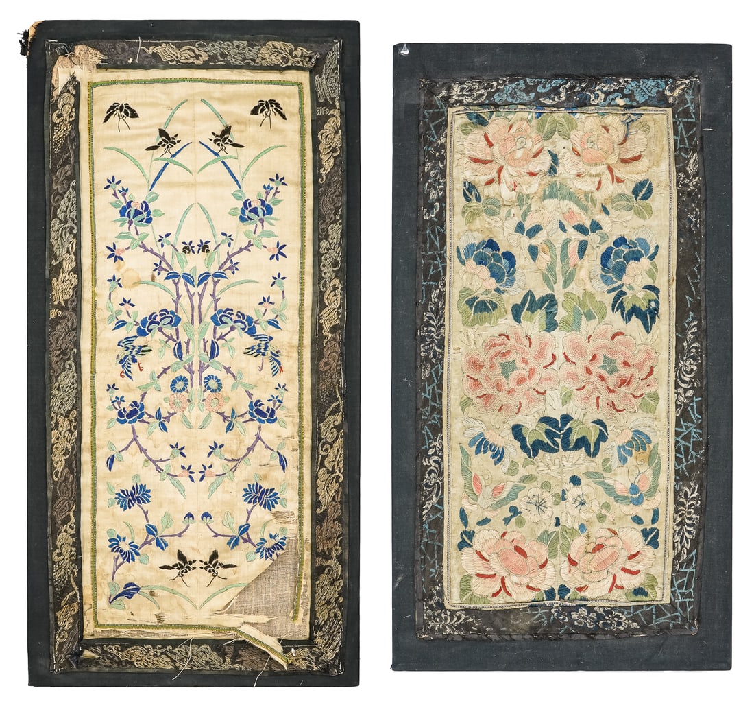 Two 19th c Chinese Needlework Panels (1 of 8)