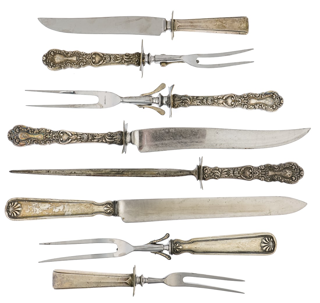 8 pcs. Sterling Silver Handled Carving Cutlery (1 of 3)