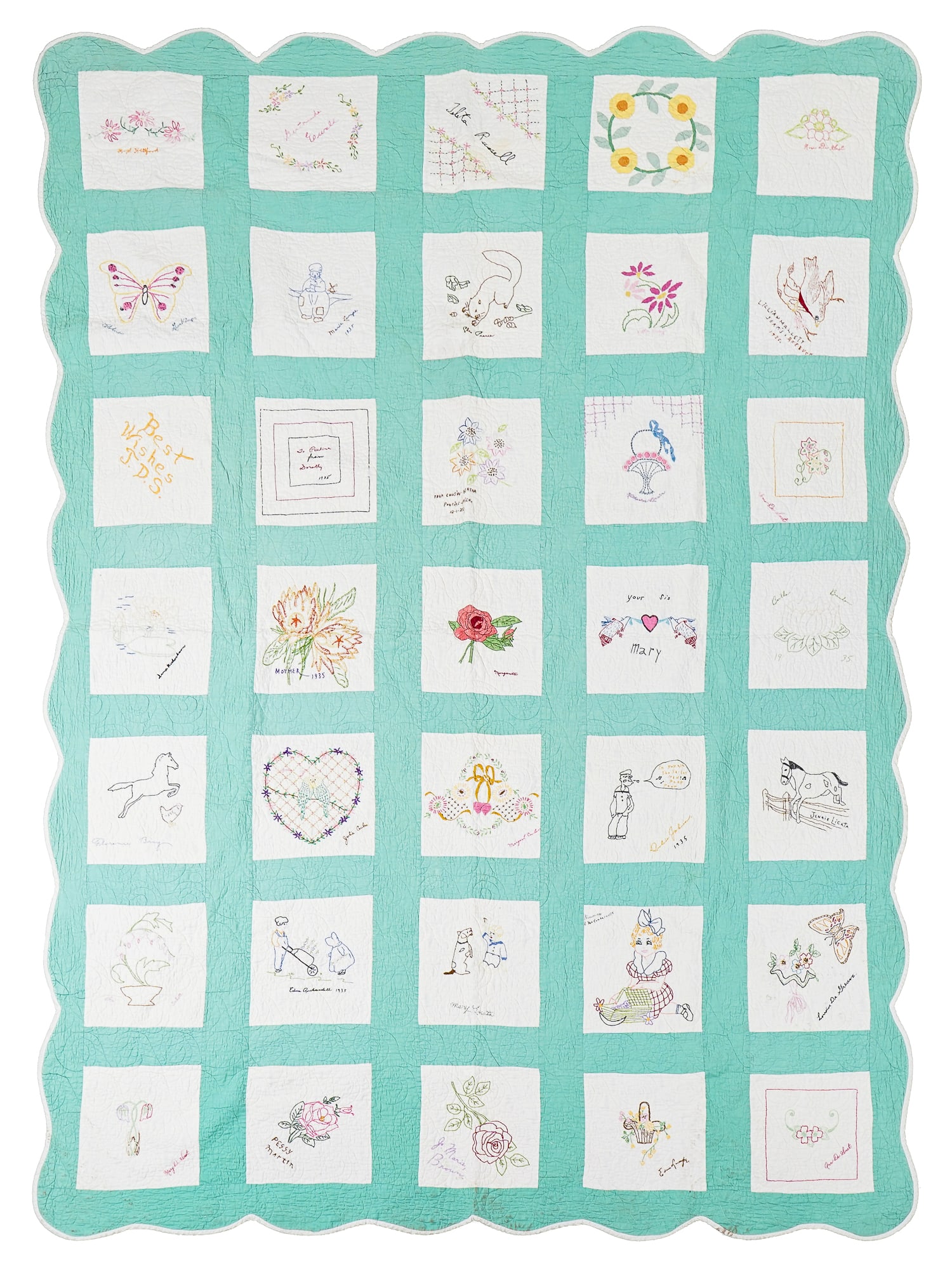 1930s Michigan Embroidered Friendship Quilt (1 of 3)