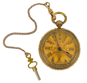 18k Eagle Face Fusee Pocket Watch