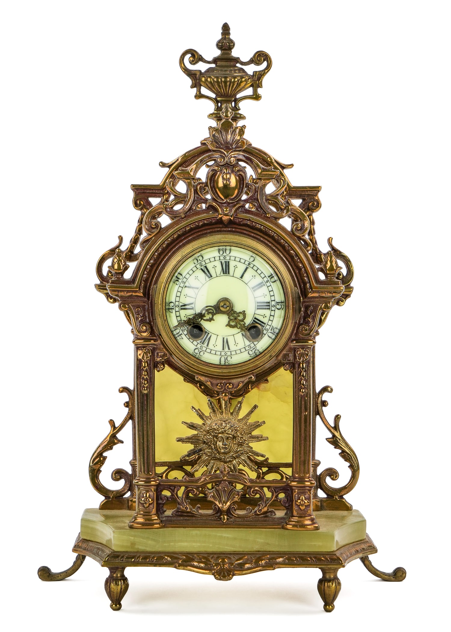 German Gustav Becker Brass & Onyx Clock (1 of 7)