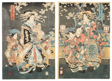 Two Utagawa Kunisada Ukiyo-e Woodblocks