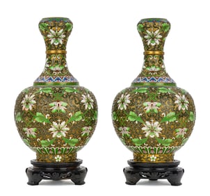 Pair of Chinese Champleve Vases