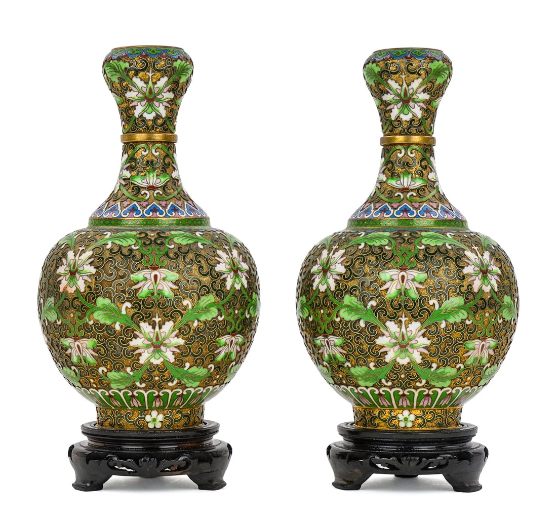 Pair of Chinese Champleve Vases (1 of 6)