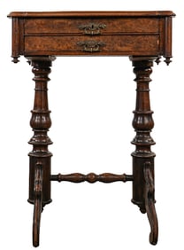 19th c Walnut Victorian Two Drawer Stand