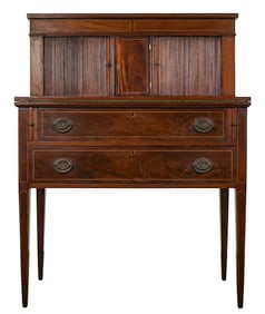 Petite 19th c Hepplewhite Tambour Desk