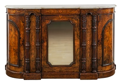 Victorian curved server with floral inlay