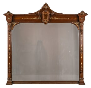Renaissance Revival Walnut Overmantle Mirror