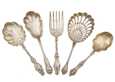 Ornate Sterling Flatware including Whiting Lily