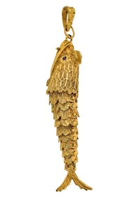 18k Jointed Fish Ruby Pendant