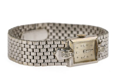 14k Diamond Rectangular Ladies Wrist Watch