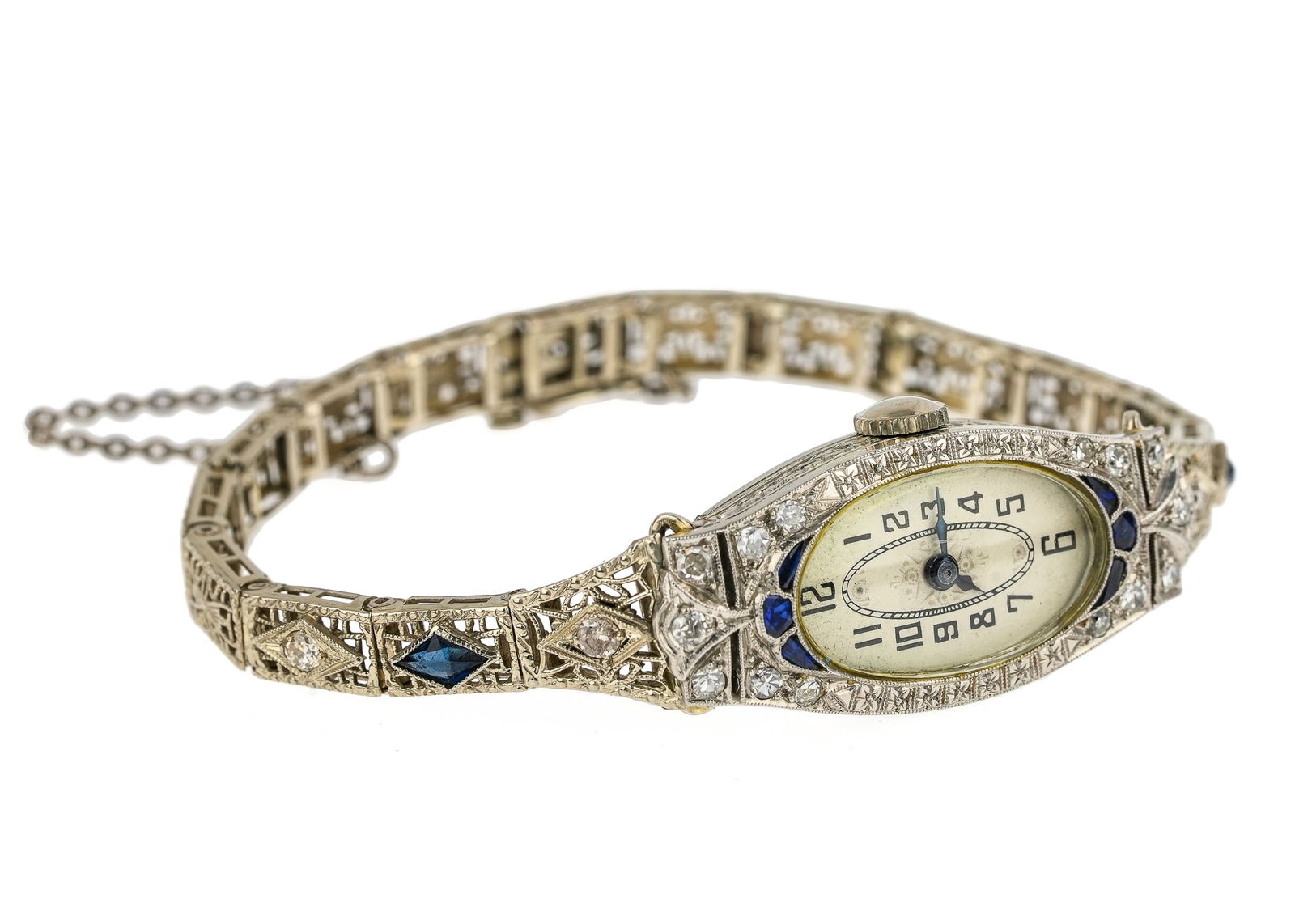 18k Bulova, Diamond, & Sapphire Wrist Watch (1 of 5)