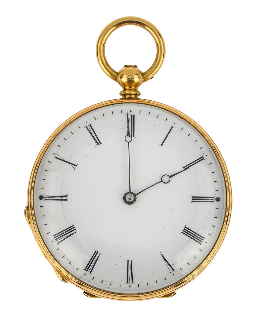 Ladies Yellow Gold, Diamond, & Onyx Pocket Watch (1 of 7)