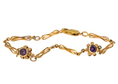 10k Yellow Gold & Amethyst Bracelet