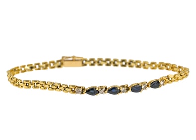 Diamond, Sapphire, & Yellow Gold Bracelet