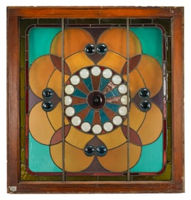 Stained Glass Window with Medallion