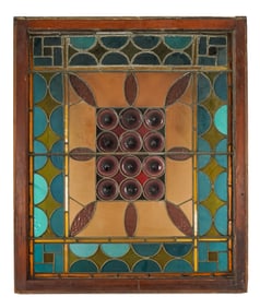 Stained Glass Window with Bullseyes