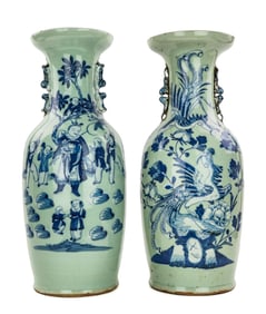 Early 20th c Chinese Celadon Vases