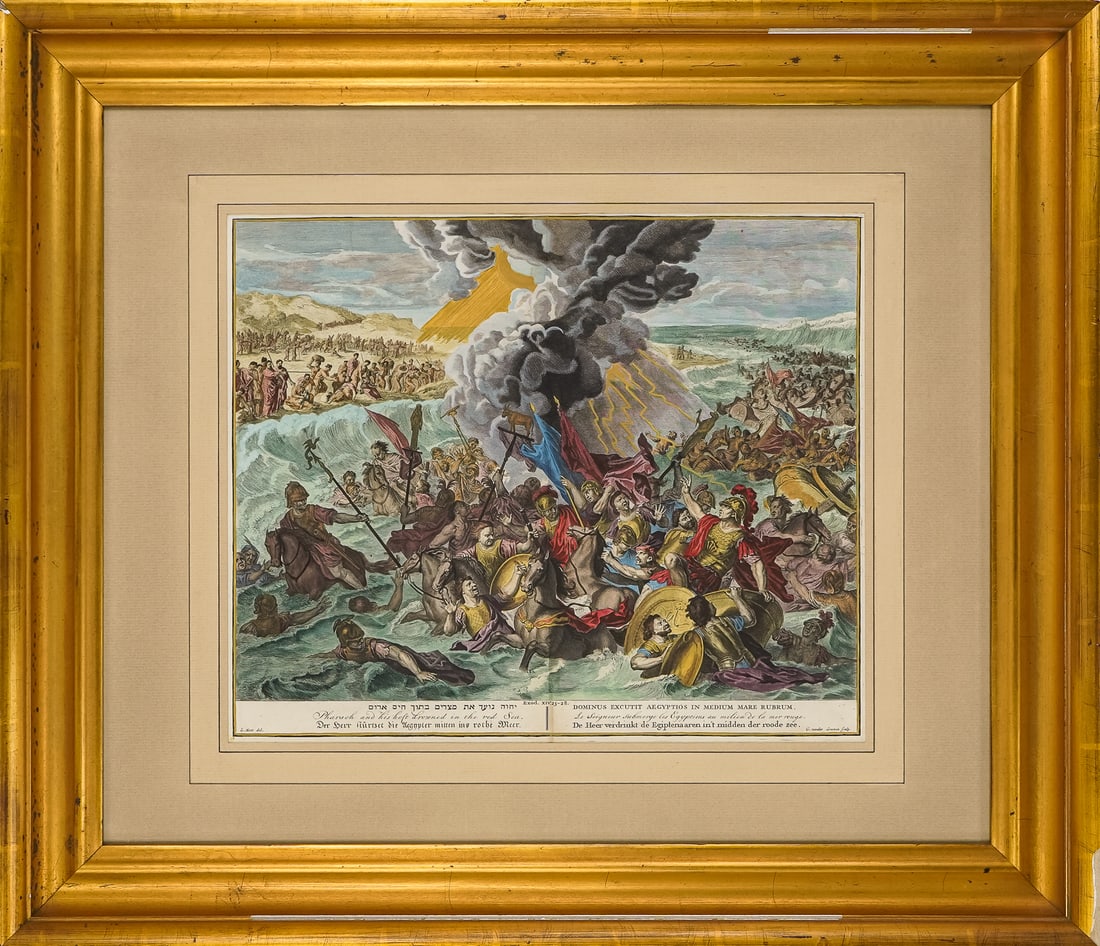 18th c Dutch School Biblical Engraving- Pharaoh's Host (1 of 6)