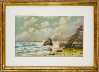 Charles Frederick Kimball (AM 1835-1907) Seascape with Gulls