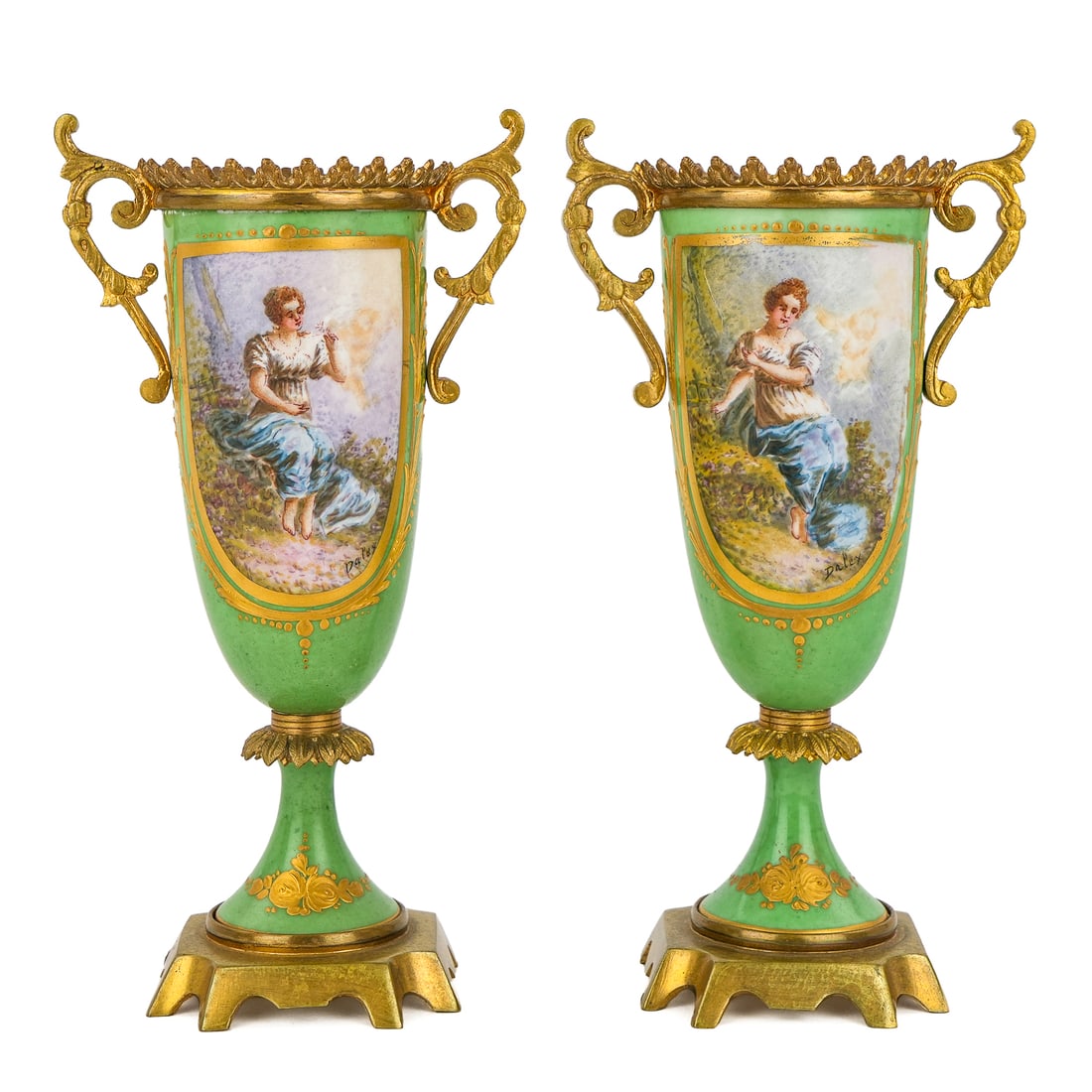 Pr. Sevres Type Ormolu Porcelain Garniture Urns (1 of 5)