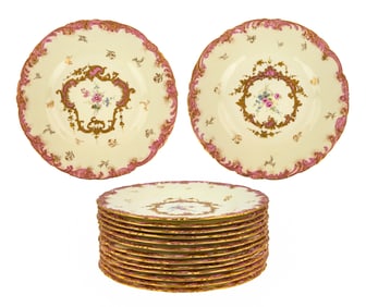 13 Royal Crown Derby Porcelain Luncheon Plates