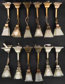Group of ca. 1910 Brass and Nickel Light Fixtures
