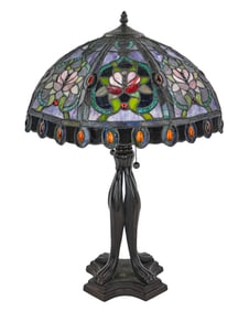 Contemporary Leaded Glass Lamp with Cabochons