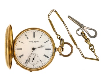 14k Jules Mathey Key Wind Pocket Watch