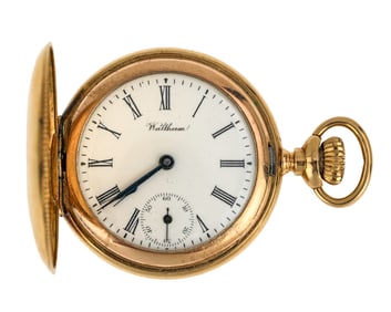 14k Waltham Hunter Diamond Case Pocket Watch