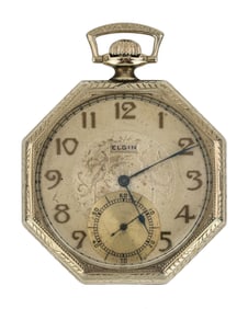 14k Elgin Octagon Pocket Watch