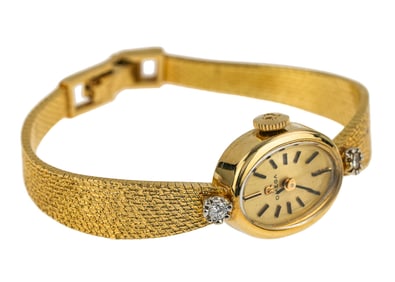 Omega 14k & Diamond Ladies Wrist Watch