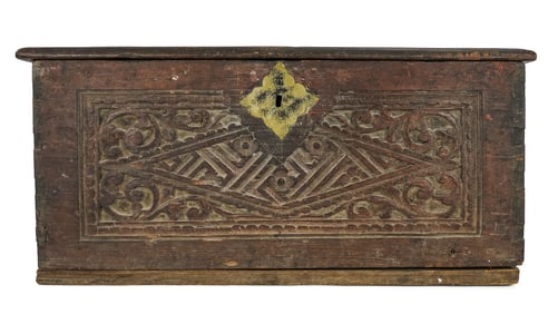 17th c Walnut Carved Bible Box