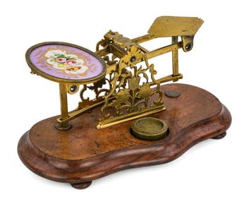 French Brass & Porcelain Scale