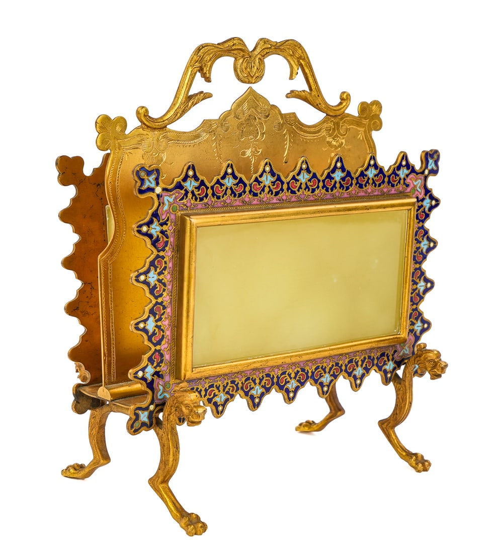 19th c French Gilt Champleve Letter Holder (1 of 6)