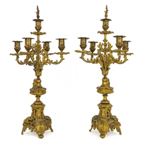 Pair of Louis XV Rococo 4 Arm Candelabra