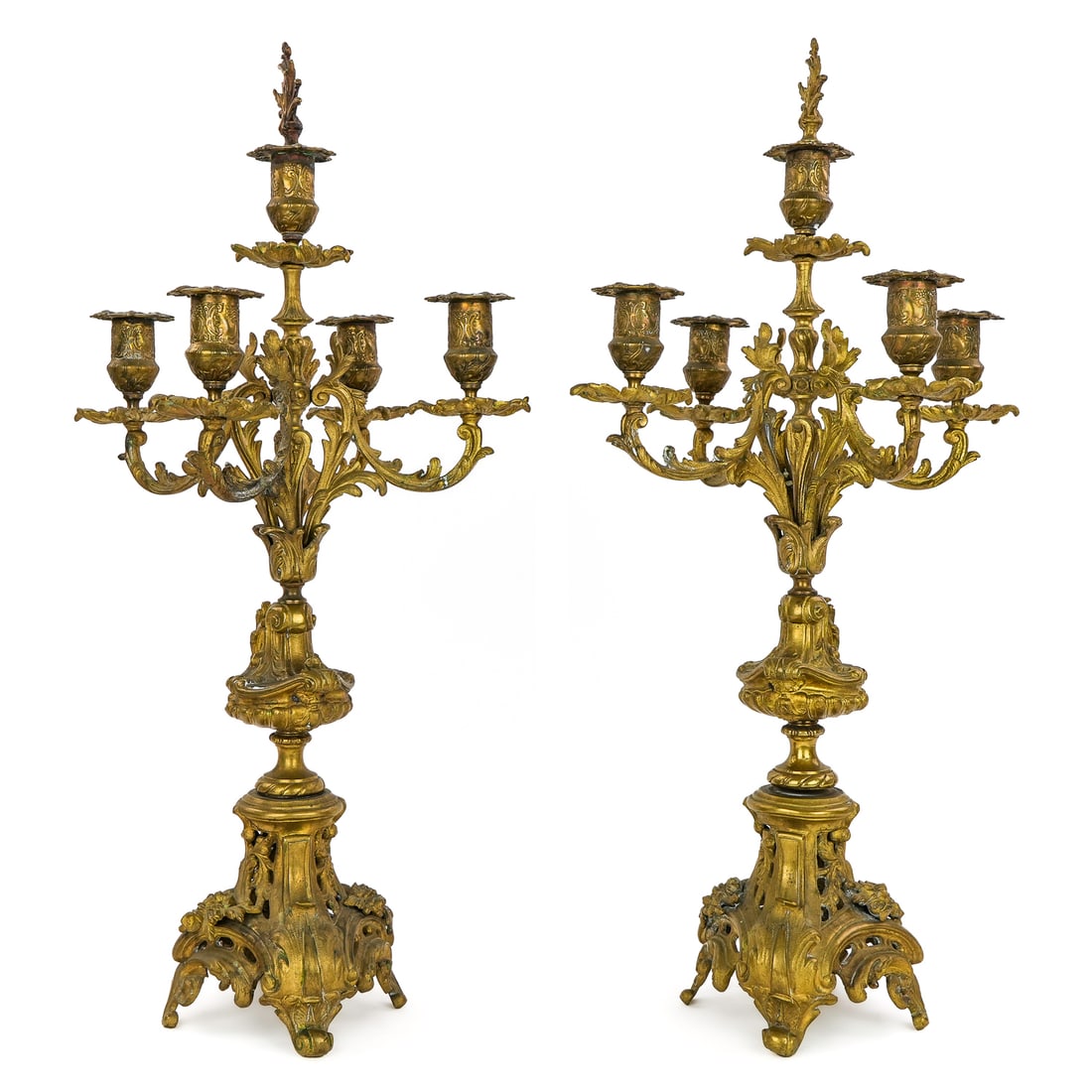 Pair of Louis XV Rococo 4 Arm Candelabra (1 of 4)