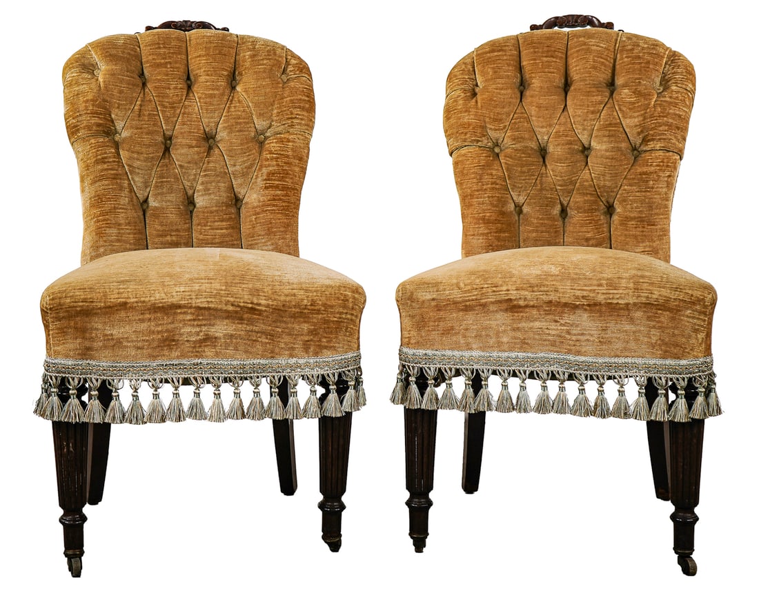 Pair of Victorian Tufted Parlor chairs (1 of 5)