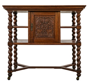 19th c Oak Renaissance Revival Bar cart or mixing stand