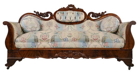 Victorian Walnut Sofa with Floral Chintz upholstery