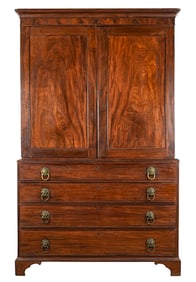 18th c English George III Mahogany Linen Press