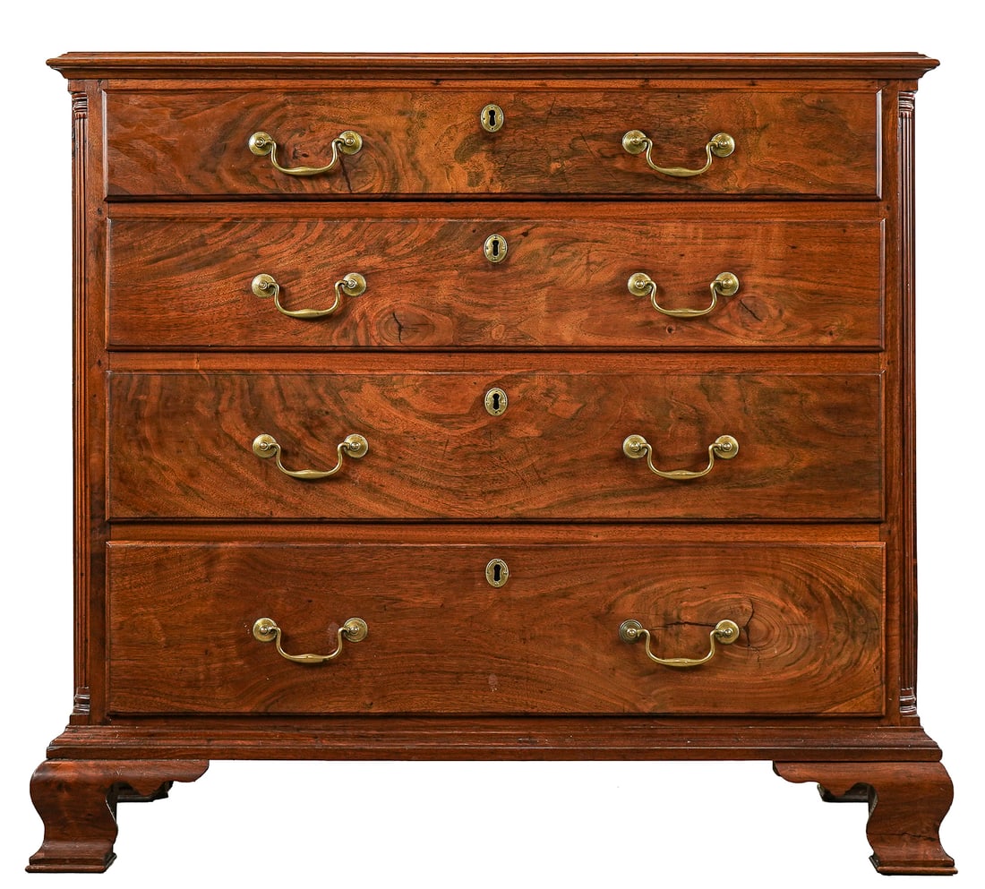 Circa 1800 Pennsylvania Chippendale Four Drawer Chest (1 of 9)