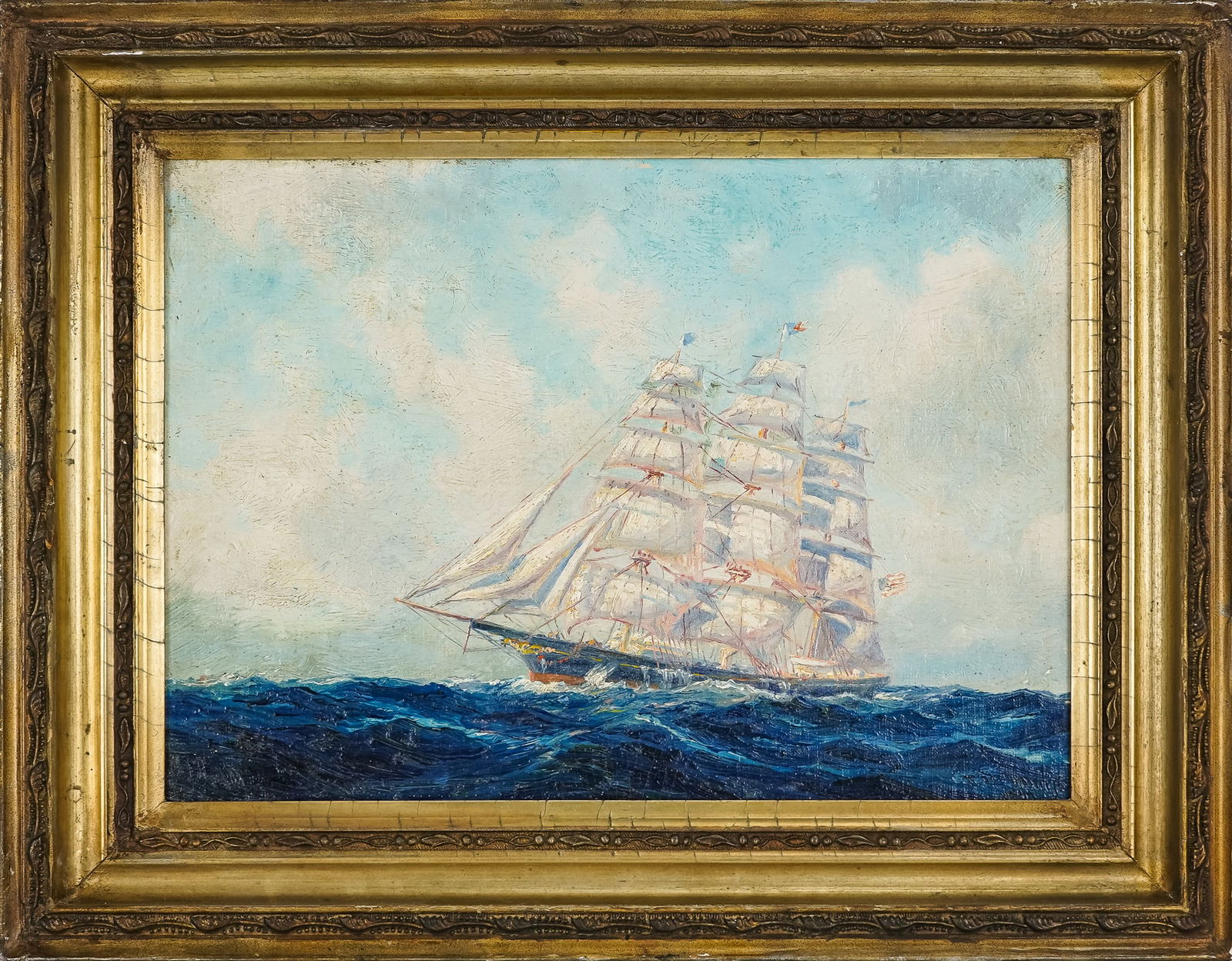 Frederick Leo Hunter (AM 1858-1943) Ship at Sail (1 of 5)