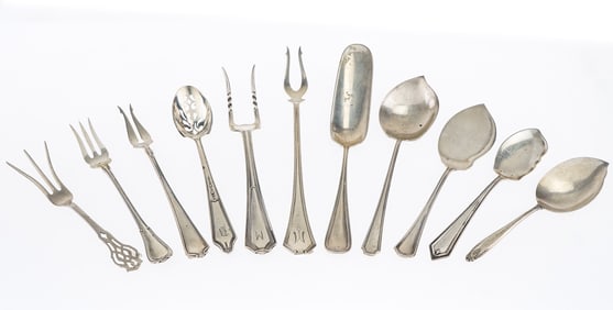11 pcs. Neoclassical Sterling Silver Flatware