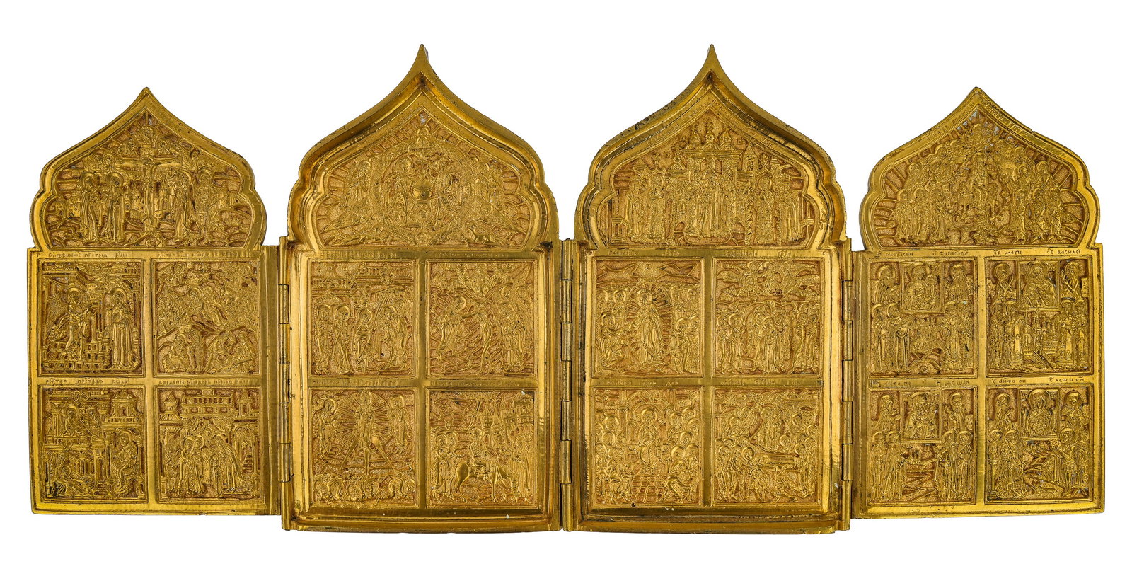 19th c Bronze Tetraptychon Icon (1 of 7)