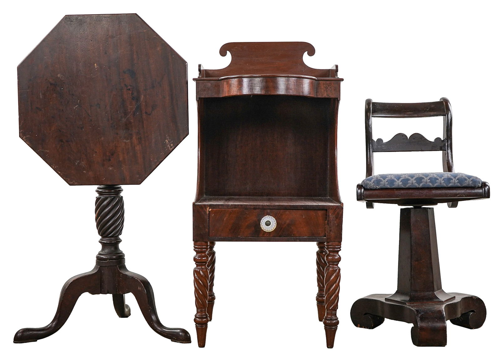 Three 19th c Mahogany Pieces of small furniture (1 of 7)