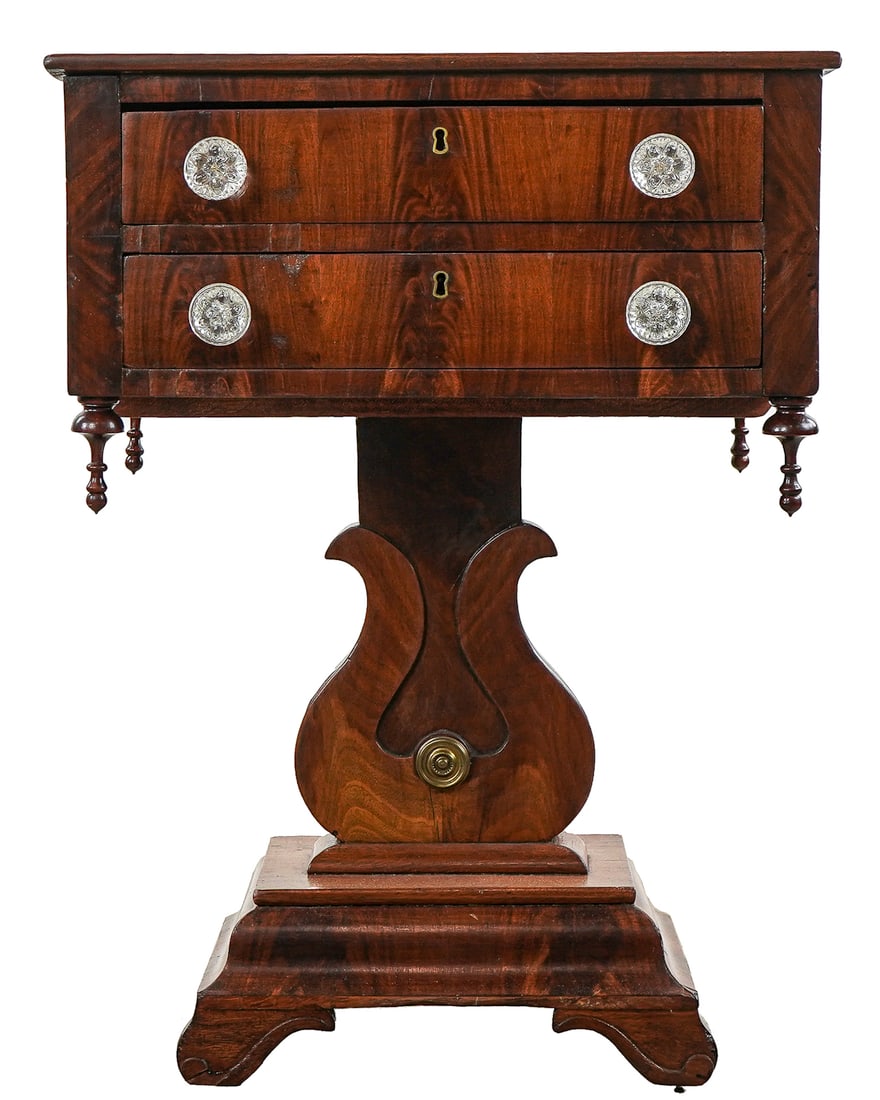 19th c Empire Mahogany two drawer stand (1 of 5)