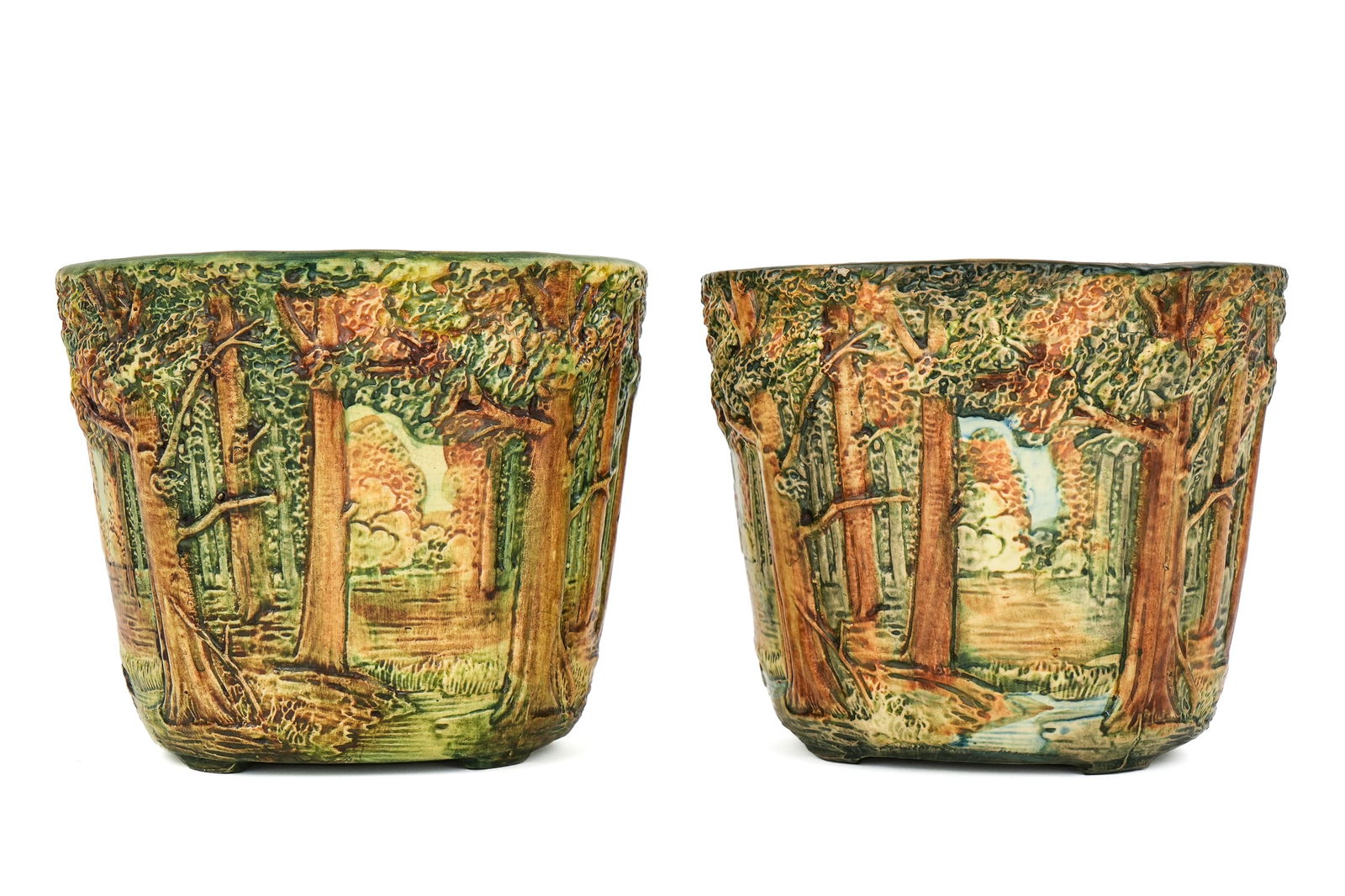 Pair of Weller Forest Art Pottery Jardinieres (1 of 5)