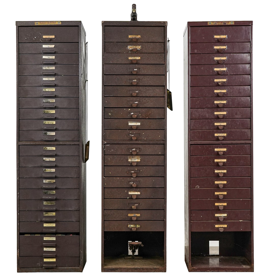 Mid 20th c Steel Watch & Clock Crystals Parts Cabinets (1 of 9)