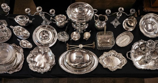 Large Group Silver Plate Holloware